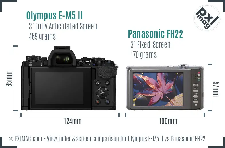 Olympus E-M5 II vs Panasonic FH22 Screen and Viewfinder comparison