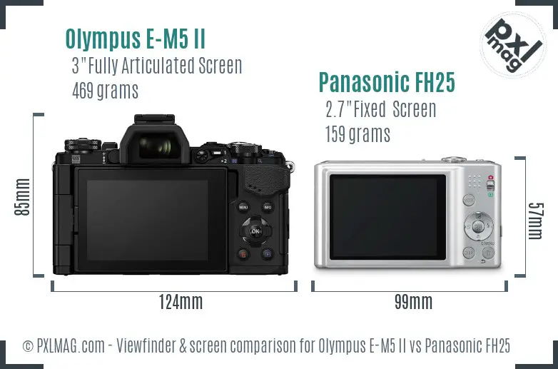 Olympus E-M5 II vs Panasonic FH25 Screen and Viewfinder comparison