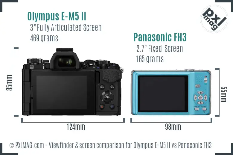 Olympus E-M5 II vs Panasonic FH3 Screen and Viewfinder comparison