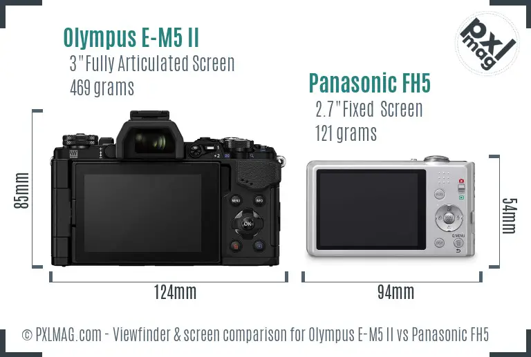 Olympus E-M5 II vs Panasonic FH5 Screen and Viewfinder comparison
