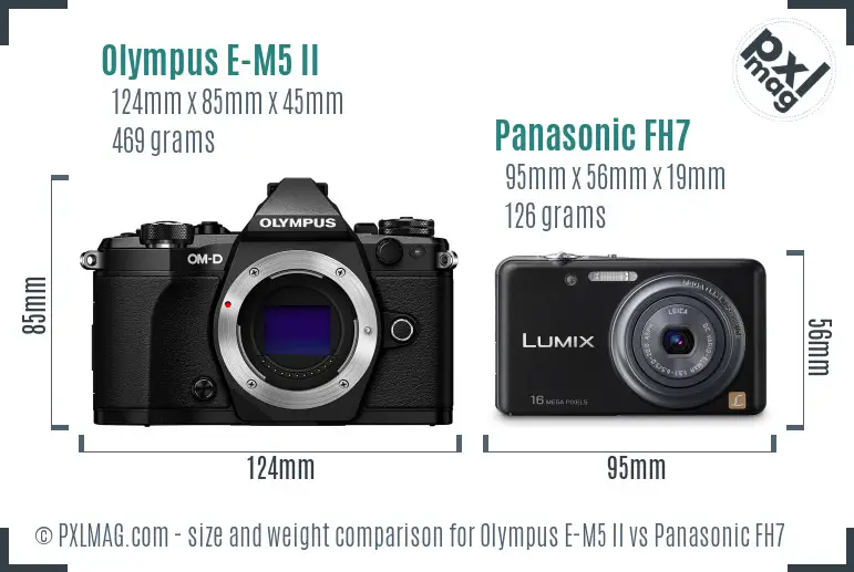 Olympus E-M5 II vs Panasonic FH7 size comparison