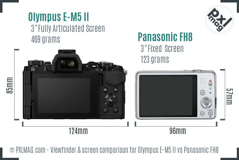 Olympus E-M5 II vs Panasonic FH8 Screen and Viewfinder comparison