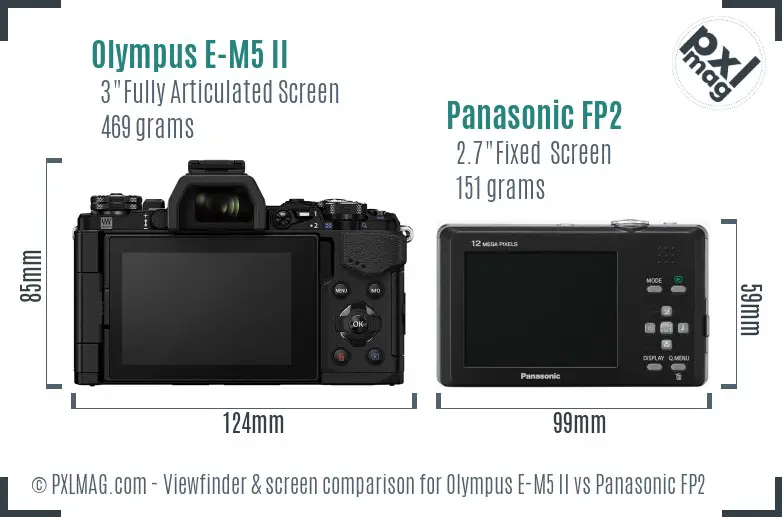 Olympus E-M5 II vs Panasonic FP2 Screen and Viewfinder comparison