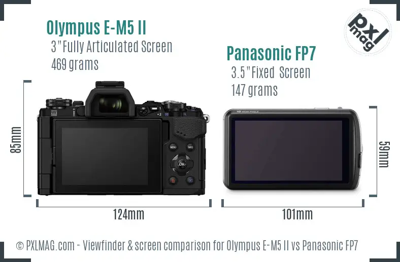 Olympus E-M5 II vs Panasonic FP7 Screen and Viewfinder comparison