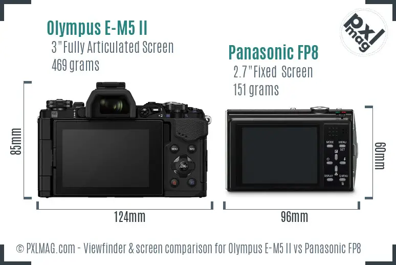 Olympus E-M5 II vs Panasonic FP8 Screen and Viewfinder comparison