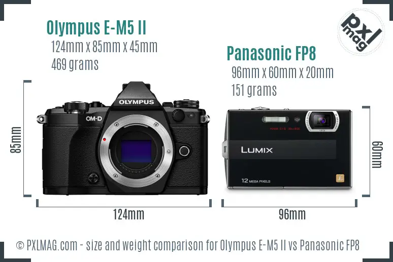 Olympus E-M5 II vs Panasonic FP8 size comparison
