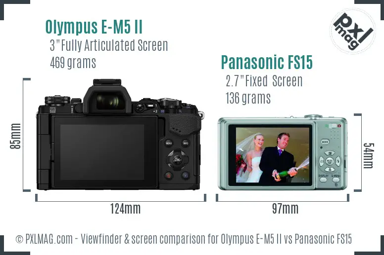 Olympus E-M5 II vs Panasonic FS15 Screen and Viewfinder comparison