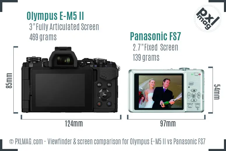 Olympus E-M5 II vs Panasonic FS7 Screen and Viewfinder comparison