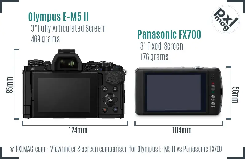 Olympus E-M5 II vs Panasonic FX700 Screen and Viewfinder comparison