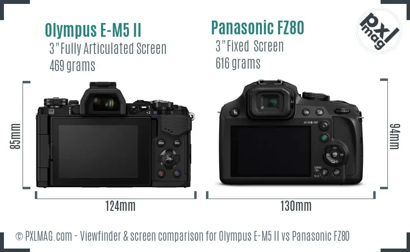 Olympus E-M5 II vs Panasonic FZ80 Screen and Viewfinder comparison