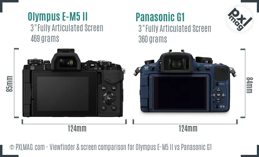 Olympus E-M5 II vs Panasonic G1 Screen and Viewfinder comparison