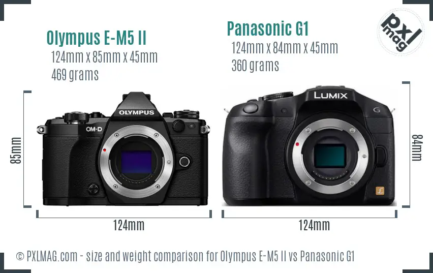Olympus E-M5 II vs Panasonic G1 size comparison