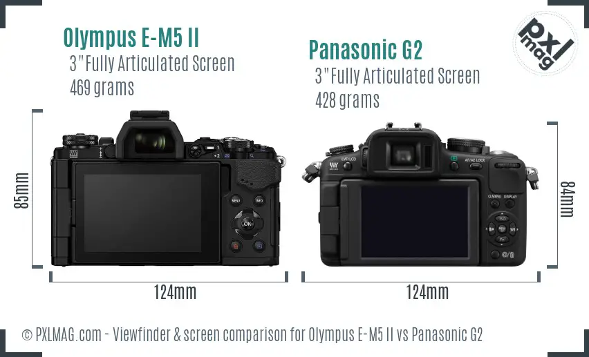 Olympus E-M5 II vs Panasonic G2 Screen and Viewfinder comparison