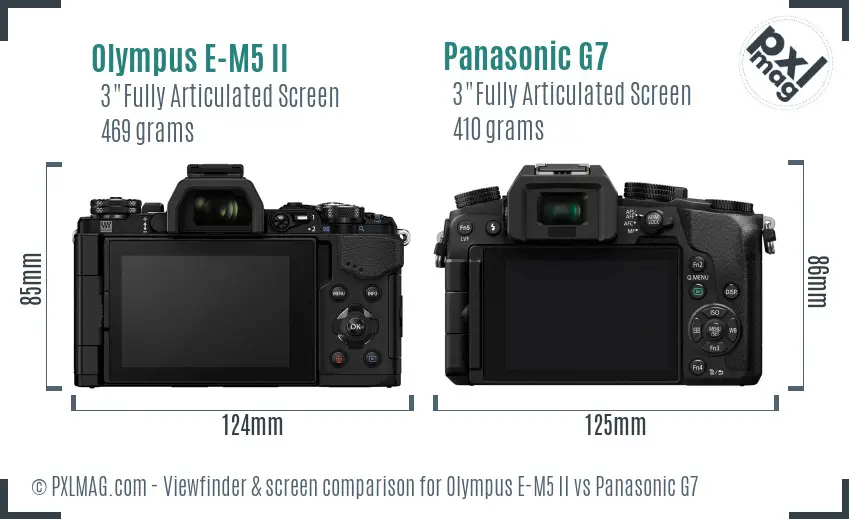 Olympus E-M5 II vs Panasonic G7 Screen and Viewfinder comparison