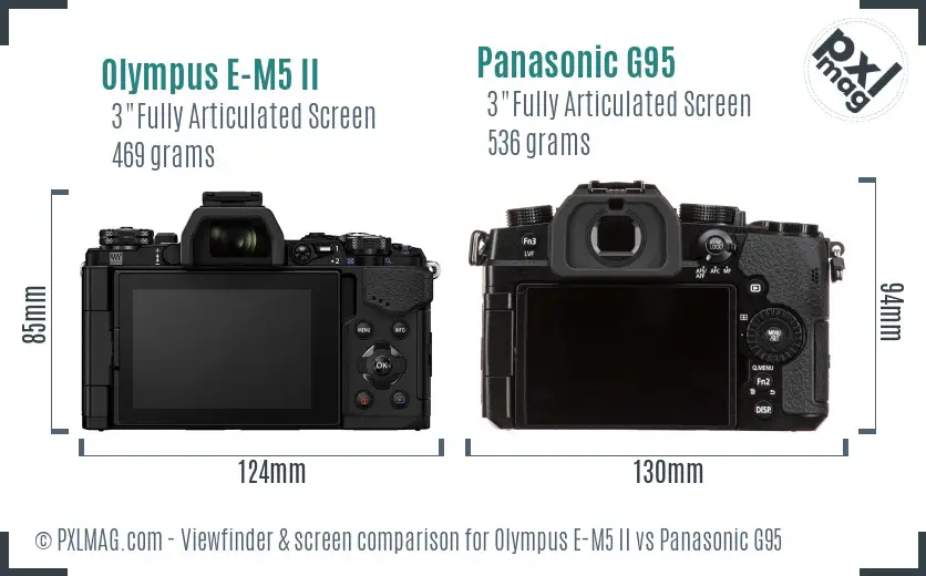 Olympus E-M5 II vs Panasonic G95 Screen and Viewfinder comparison