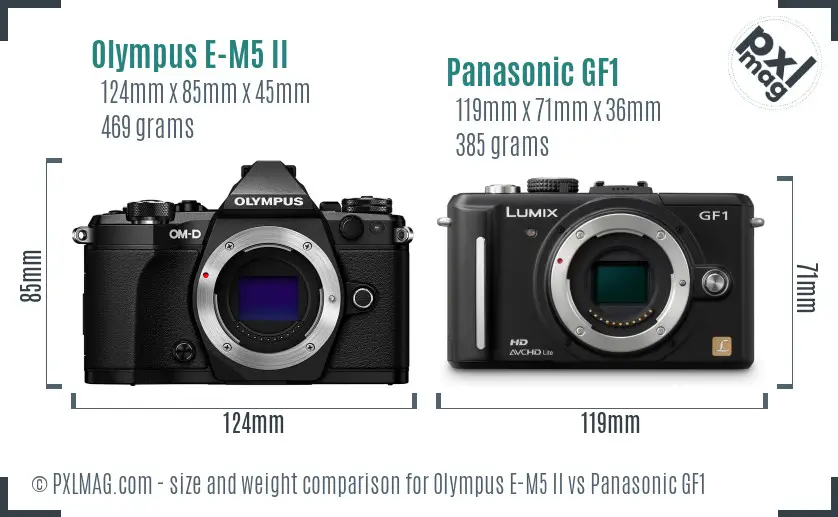 Olympus E-M5 II vs Panasonic GF1 size comparison