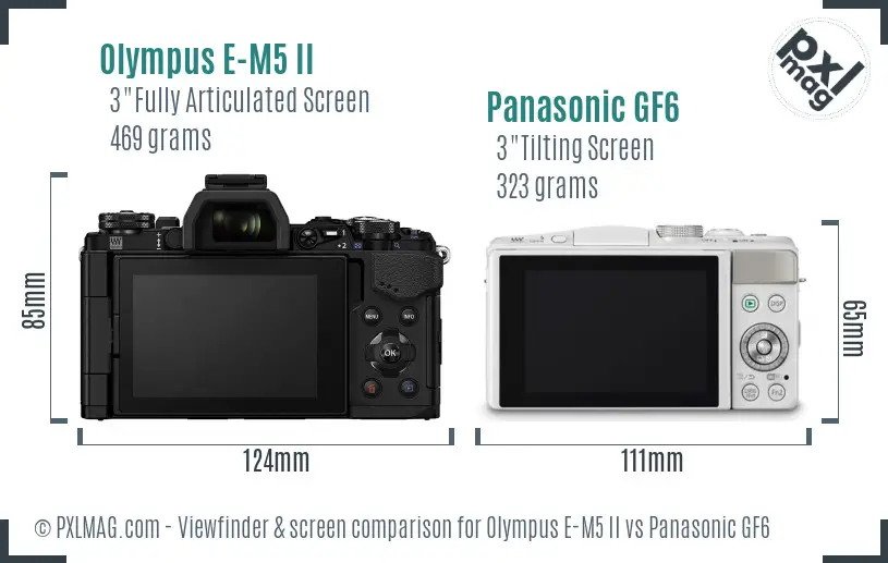 Olympus E-M5 II vs Panasonic GF6 Screen and Viewfinder comparison