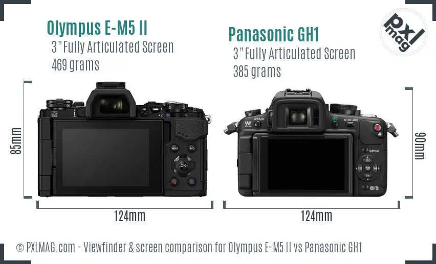 Olympus E-M5 II vs Panasonic GH1 Screen and Viewfinder comparison