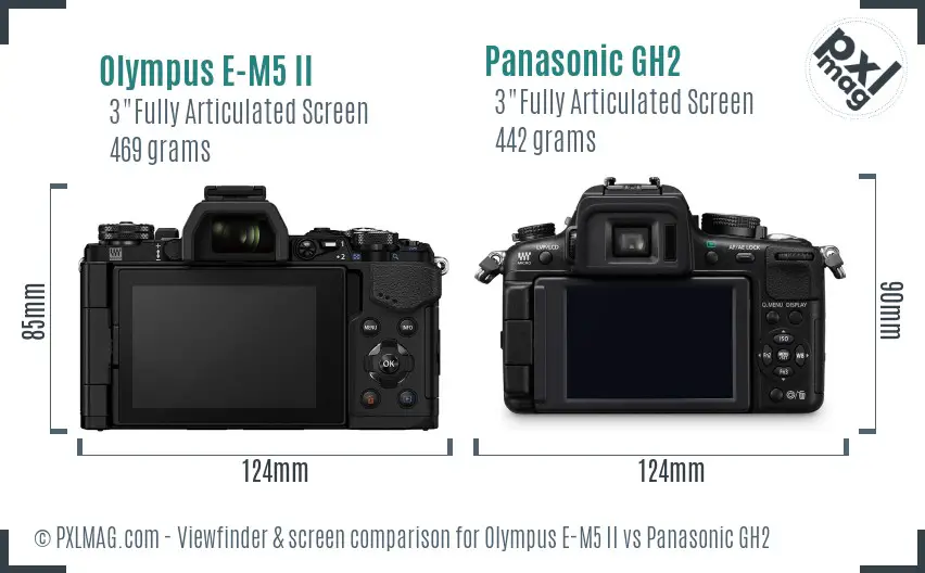 Olympus E-M5 II vs Panasonic GH2 Screen and Viewfinder comparison