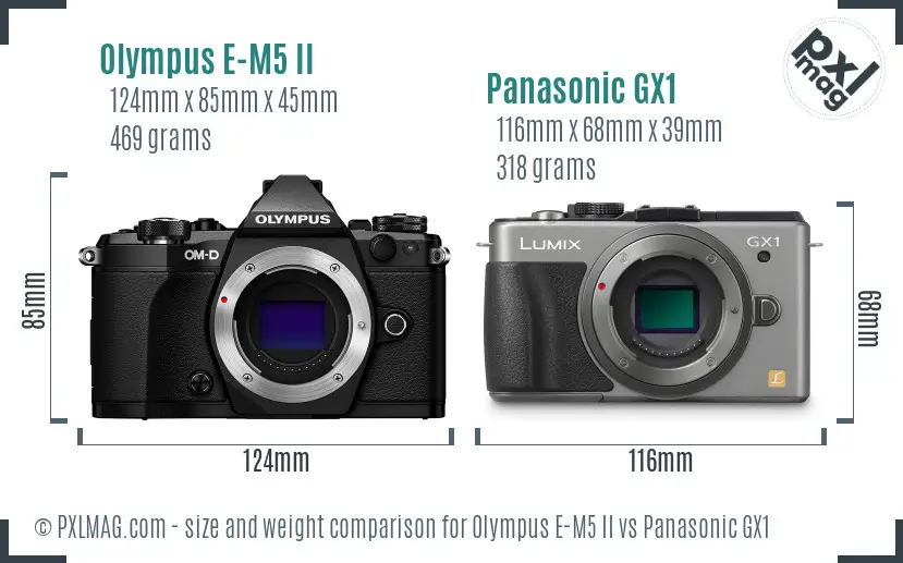 Olympus E-M5 II vs Panasonic GX1 size comparison
