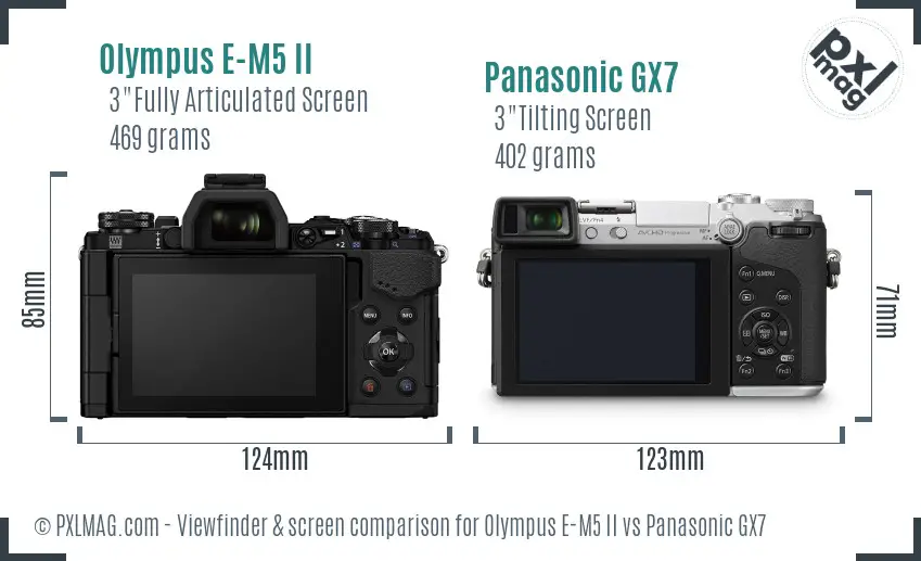 Olympus E-M5 II vs Panasonic GX7 Screen and Viewfinder comparison
