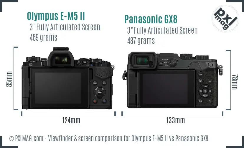 Olympus E-M5 II vs Panasonic GX8 Screen and Viewfinder comparison