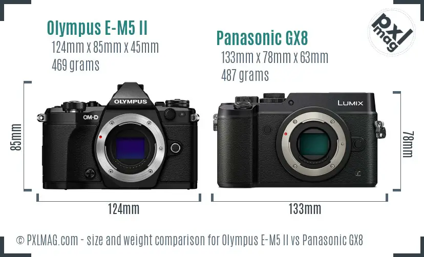 Olympus E-M5 II vs Panasonic GX8 size comparison