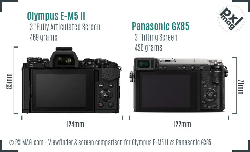 Olympus E-M5 II vs Panasonic GX85 Screen and Viewfinder comparison