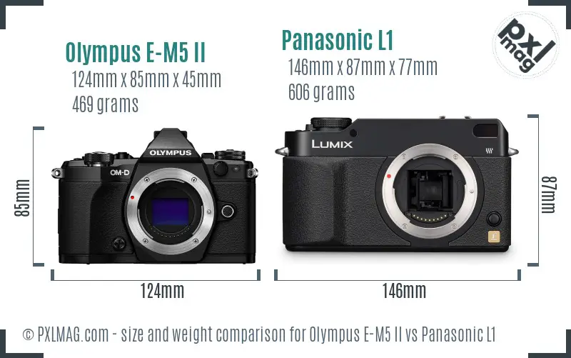Olympus E-M5 II vs Panasonic L1 size comparison
