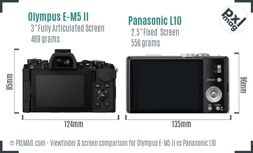 Olympus E-M5 II vs Panasonic L10 Screen and Viewfinder comparison