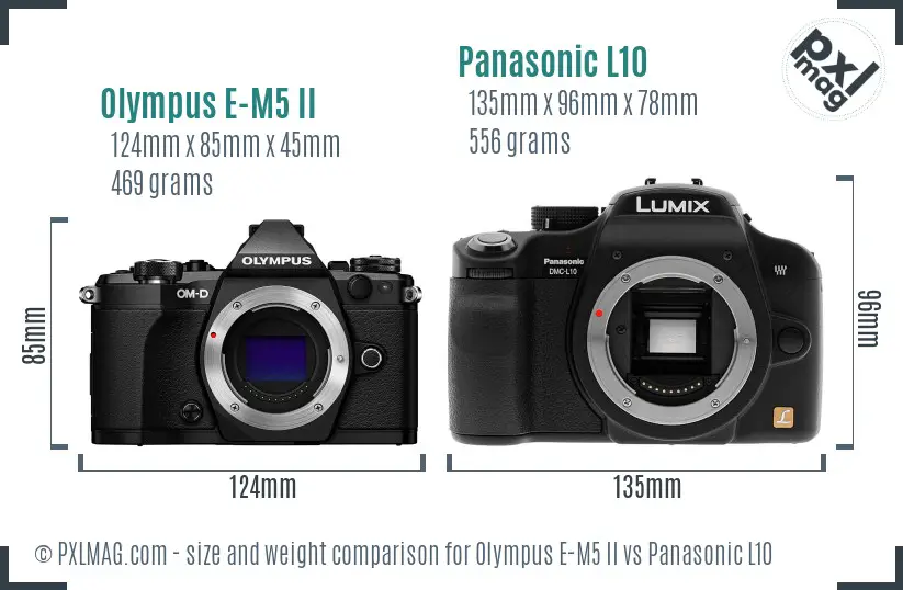 Olympus E-M5 II vs Panasonic L10 size comparison