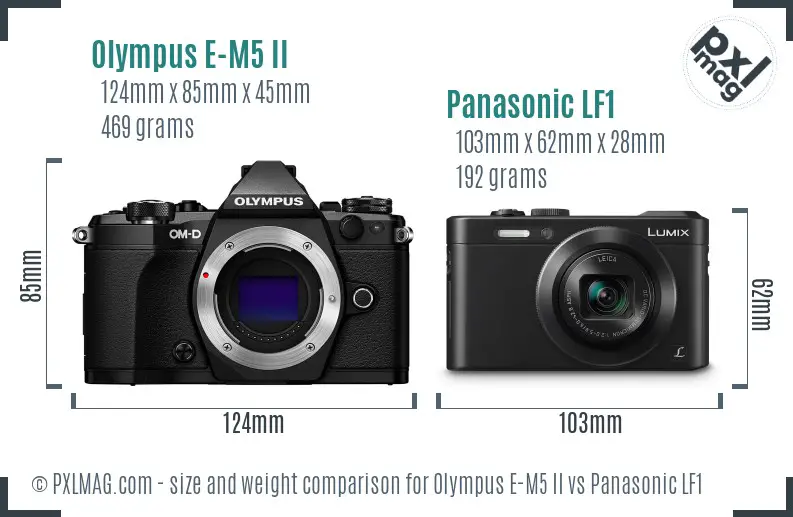 Olympus E-M5 II vs Panasonic LF1 size comparison