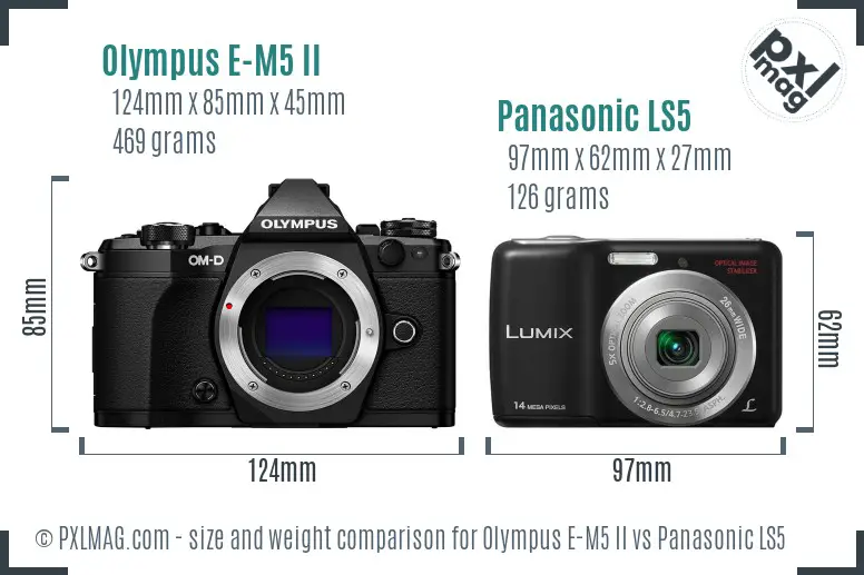 Olympus E-M5 II vs Panasonic LS5 size comparison Olympus E-M5 II vs Panasonic LS5 size comparison
