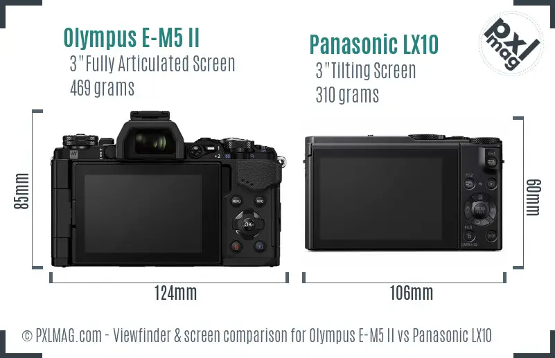 Olympus E-M5 II vs Panasonic LX10 Screen and Viewfinder comparison