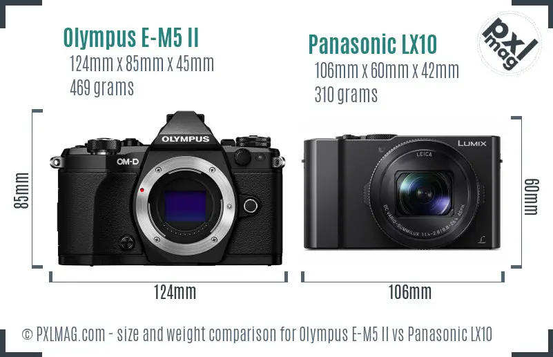 Olympus E-M5 II vs Panasonic LX10 size comparison
