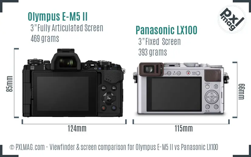 Olympus E-M5 II vs Panasonic LX100 Screen and Viewfinder comparison