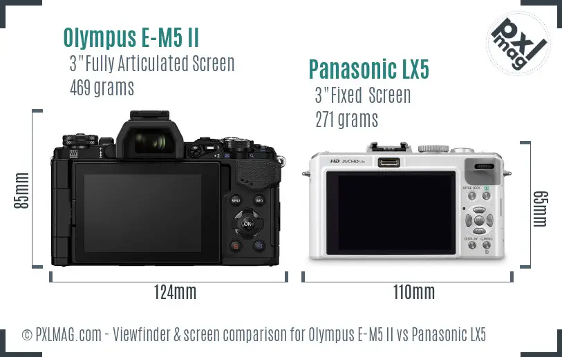 Olympus E-M5 II vs Panasonic LX5 Screen and Viewfinder comparison