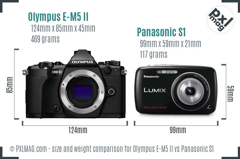 Olympus E-M5 II vs Panasonic S1 size comparison