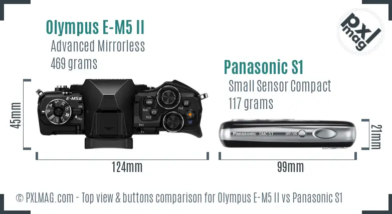 Olympus E-M5 II vs Panasonic S1 top view buttons comparison