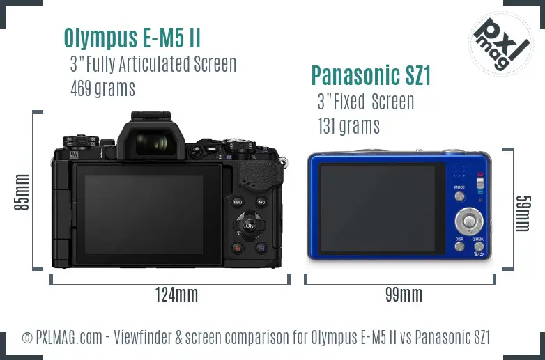 Olympus E-M5 II vs Panasonic SZ1 Screen and Viewfinder comparison