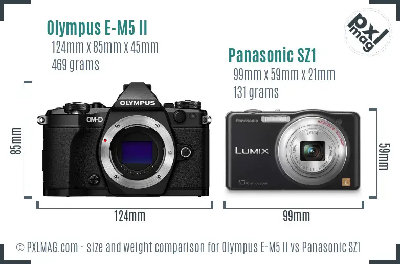 Olympus E-M5 II vs Panasonic SZ1 size comparison