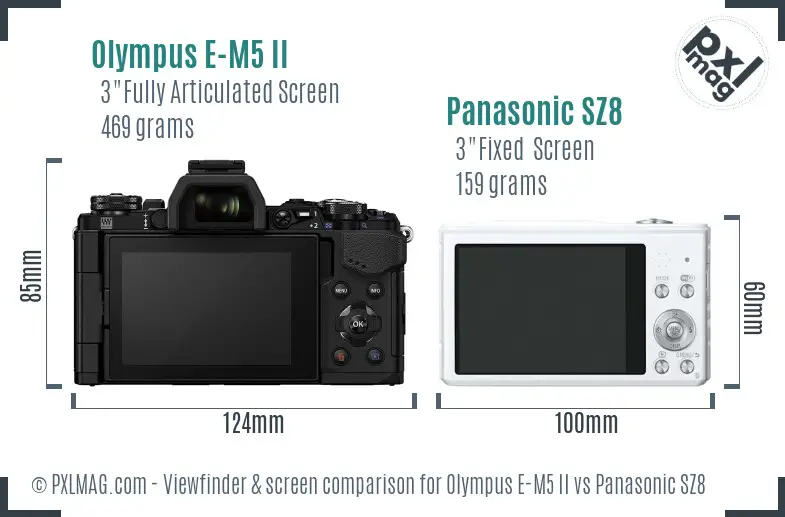 Olympus E-M5 II vs Panasonic SZ8 Screen and Viewfinder comparison