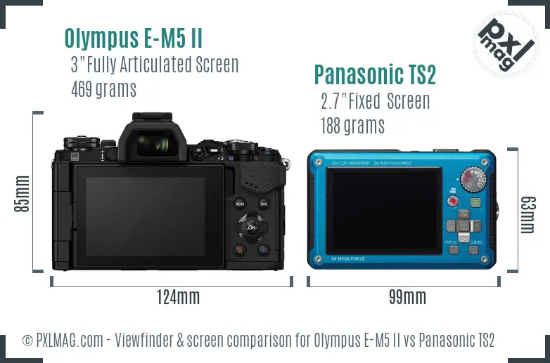 Olympus E-M5 II vs Panasonic TS2 Screen and Viewfinder comparison