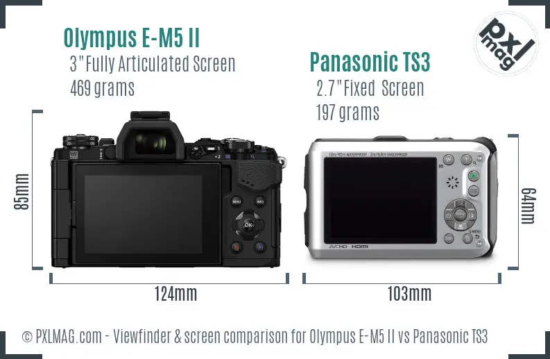 Olympus E-M5 II vs Panasonic TS3 Screen and Viewfinder comparison