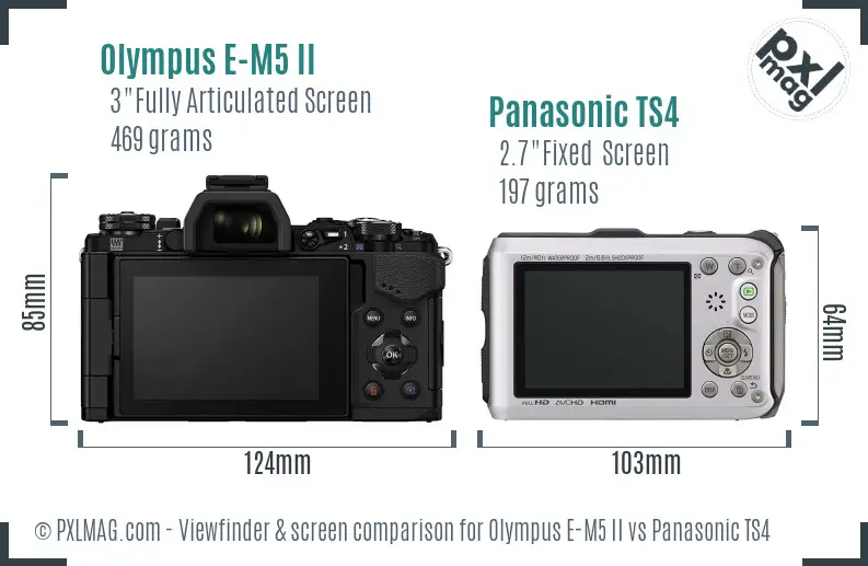 Olympus E-M5 II vs Panasonic TS4 Screen and Viewfinder comparison