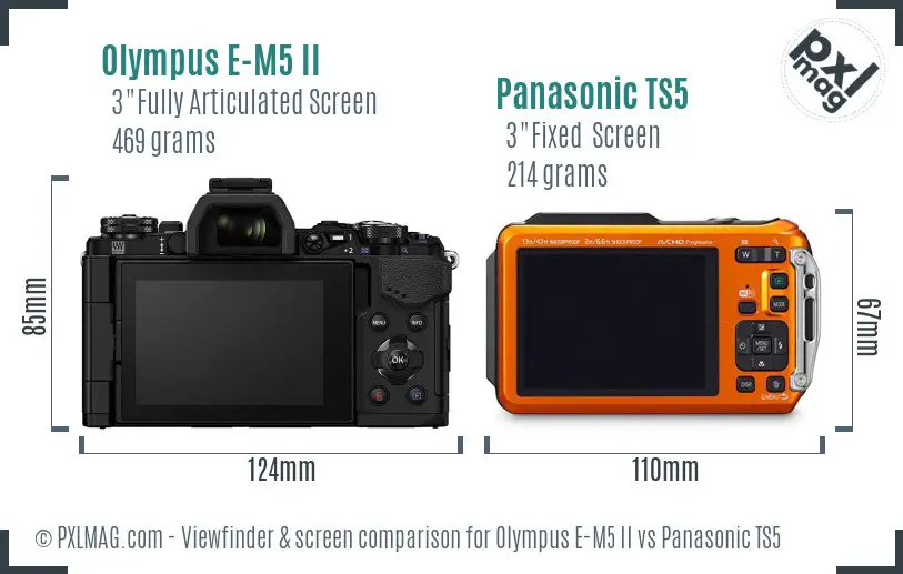 Olympus E-M5 II vs Panasonic TS5 Screen and Viewfinder comparison