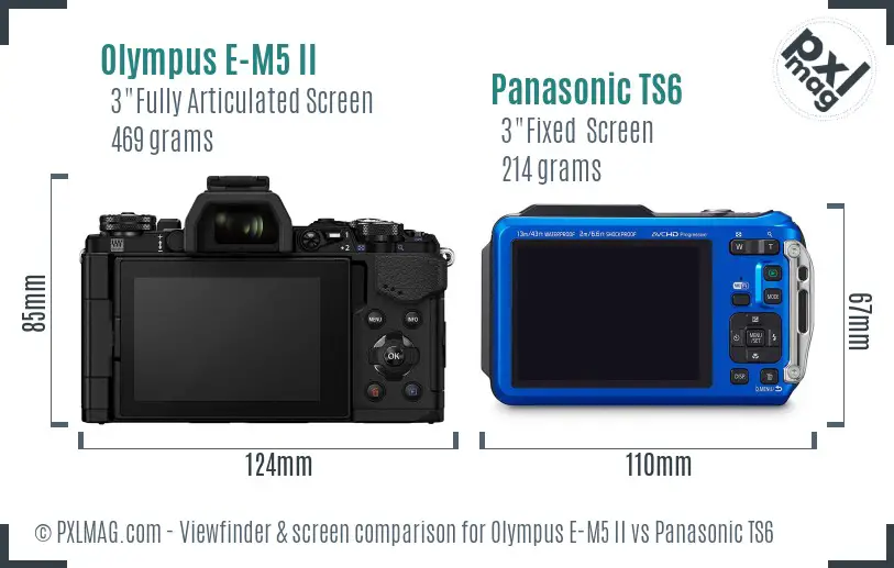 Olympus E-M5 II vs Panasonic TS6 Screen and Viewfinder comparison