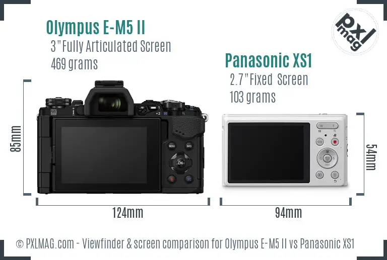 Olympus E-M5 II vs Panasonic XS1 Screen and Viewfinder comparison