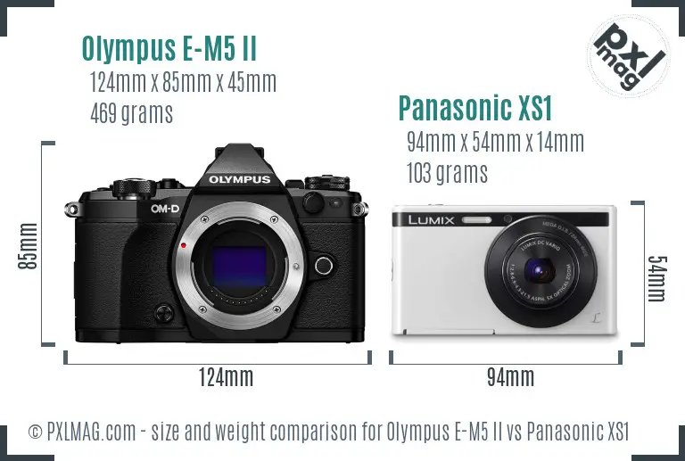 Olympus E-M5 II vs Panasonic XS1 size comparison