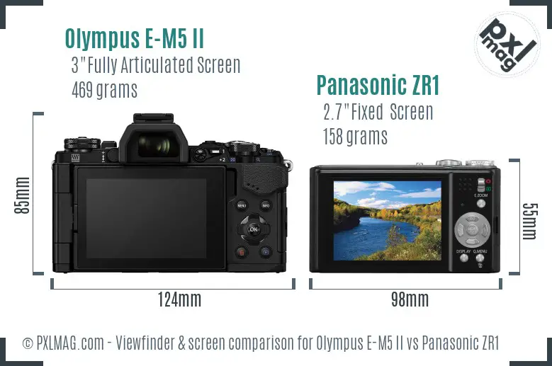 Olympus E-M5 II vs Panasonic ZR1 Screen and Viewfinder comparison